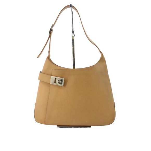 Ferragamo Beige Leather Hobo Shoulder BagWith a dust bag